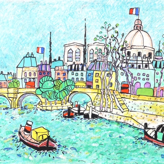 ポール・アイズピリの絵画作品　タイトルは、ポンヌフ